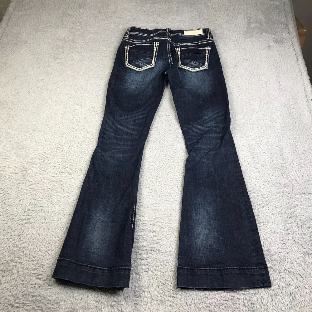 Rock & Roll Cowgirl Trouser Jeans Womens 25 (28x31) Dark Wash Western Flared - Picture 12 of 14